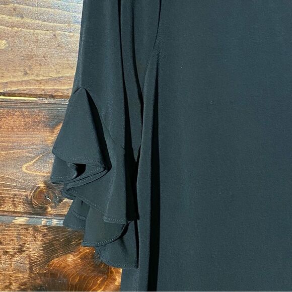 Calvin Klein Black Petal Sleeve Blouse Round Neck With Keyhole Women's Size M/L - Picture 3 of 12